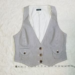 JCrew blue and white striped vest